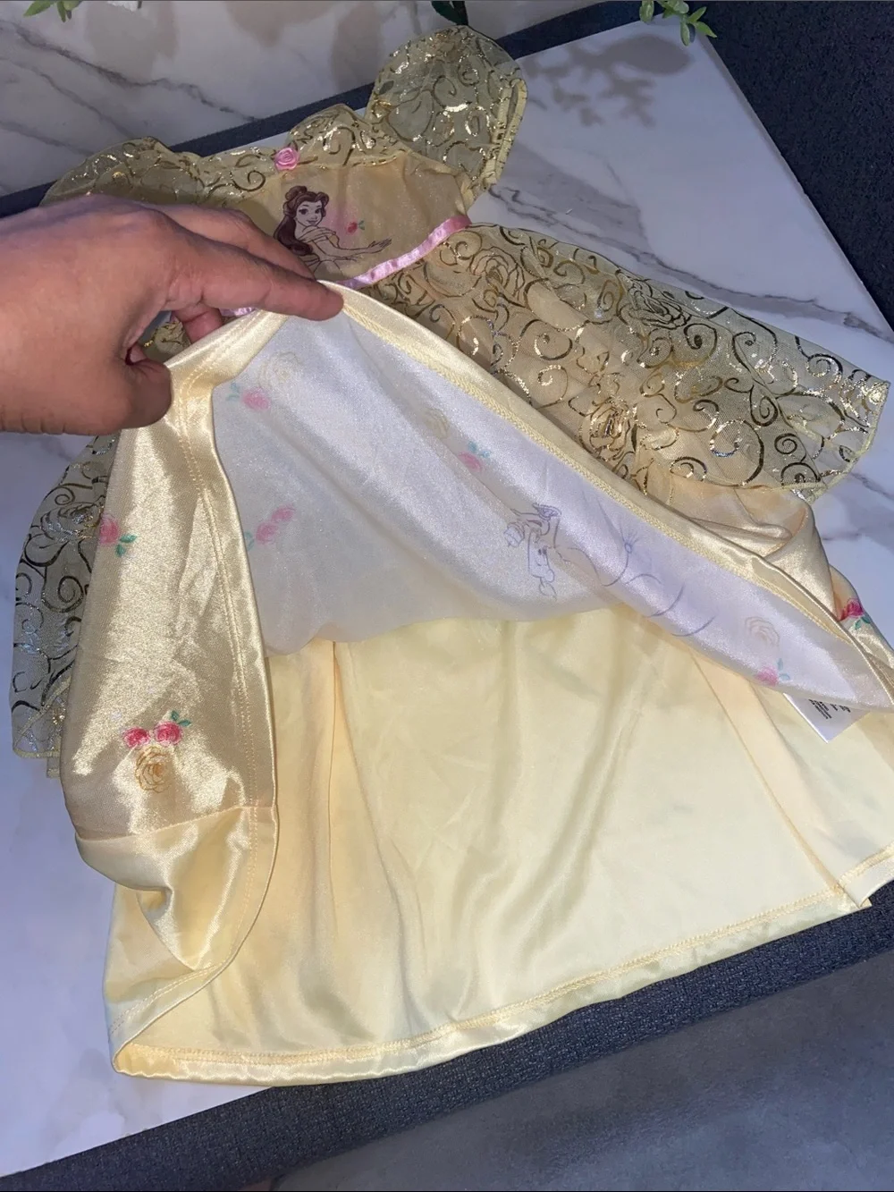 Disney Princess Belle Beauty And The Beast Girls' Gold Princess Dress size 3T